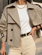 Vintage lapel double-breasted lace-up trench coat